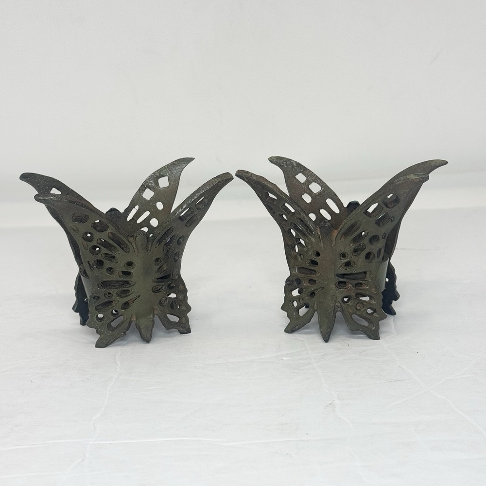 Vintage Brass Butterfly Votive Candle Holders Fairy Boho Whimsy Tealight Decor